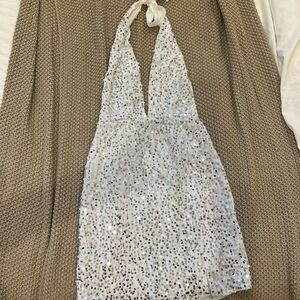 Selfie Leslie Sequin Halter Mini Dress